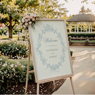 Poster Cimier Floral Mariage classique Bienvenue