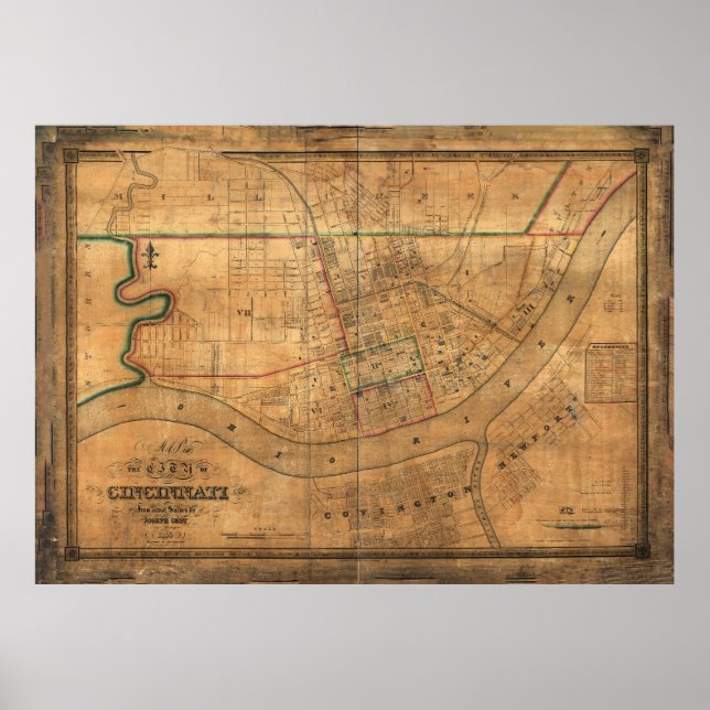 Poster Cincinnati, Ohio (1838) (Devant)