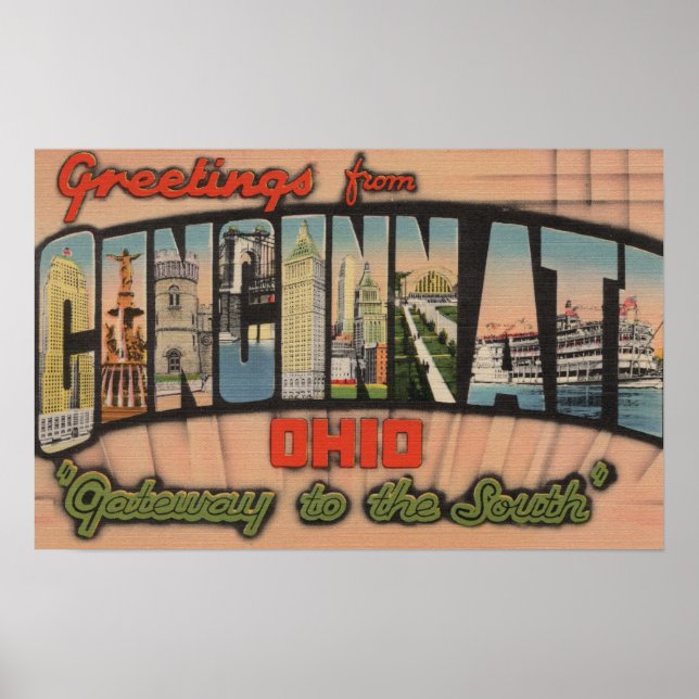 Poster Cincinnati, Ohio (Porte d'entrée vers le sud) (Devant)