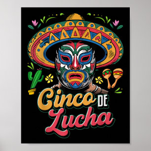 Poster Cinco De Lucha, Luchador, Lucha Libre, Funny Cinco