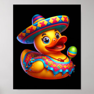 Poster Cinco De Mayo Canard Mexicaine Sombrero Fiesta Par