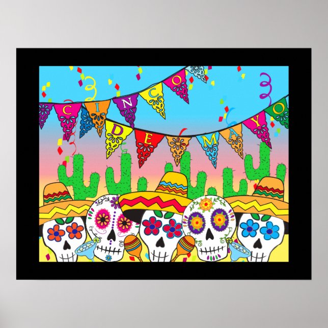 Poster Cinco de Mayo Crâne à sucre Imprimer (Devant)