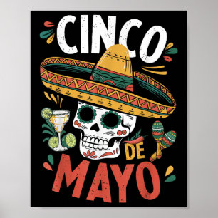 Poster Cinco De Mayo Funny Camisa Mexicaine Sombrero Fies