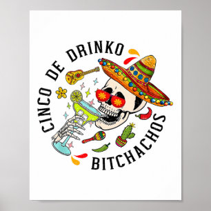 Poster Cinco De Mayo Funny Parti Mexicain Cinco De Drinko