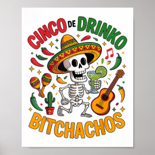 Poster Cinco De Mayo Funny Parti Mexicain Cinco De Drinko
