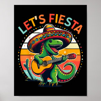 Poster Cinco De Mayo Garçons Enfants Lets Fiesta Dinosaur