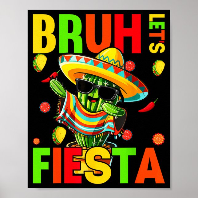Poster Cinco de mayo mexicain cactus drôle, faisons la fê (Devant)
