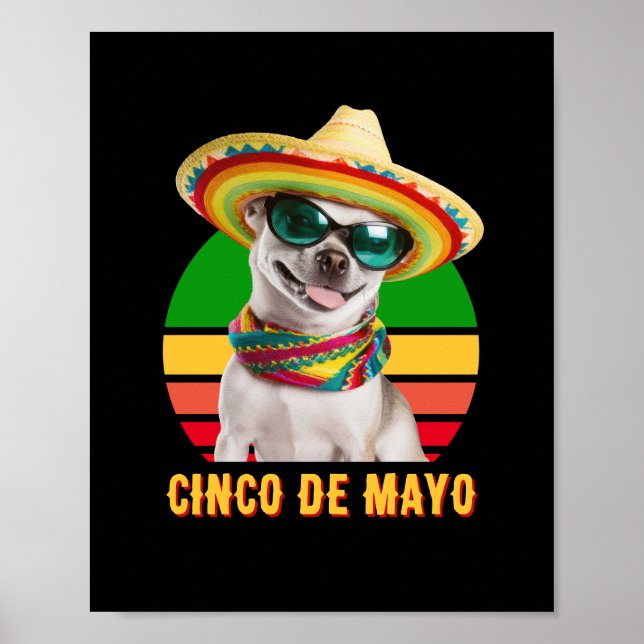 Poster Cinco De Mayo Sombrero Chihuahua Avec Lunettes De  (Devant)