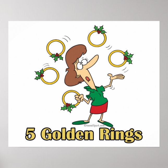 Poster cinq anneaux d'or 5e jour de noël (Devant)