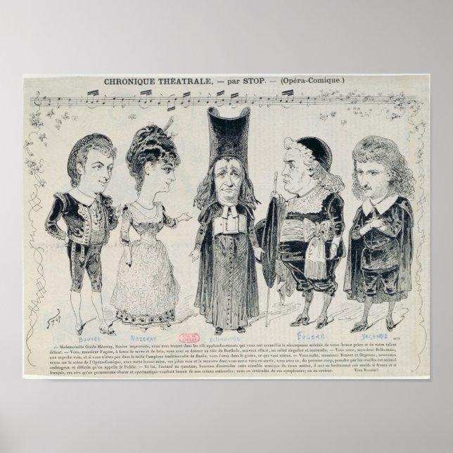 Poster Cinq caricatures du casting d'un Français (Devant)