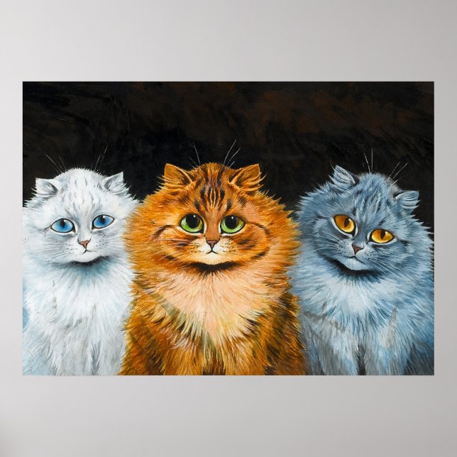 Poster Cinq chats de Louis Wain (Devant)
