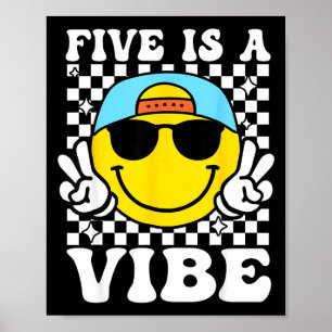 Poster Cinq Est Une Vibration 5e Anniversaire Groovy Garç