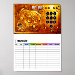 Poster Cinq heures moins douze pendule Steampunk Grunge
