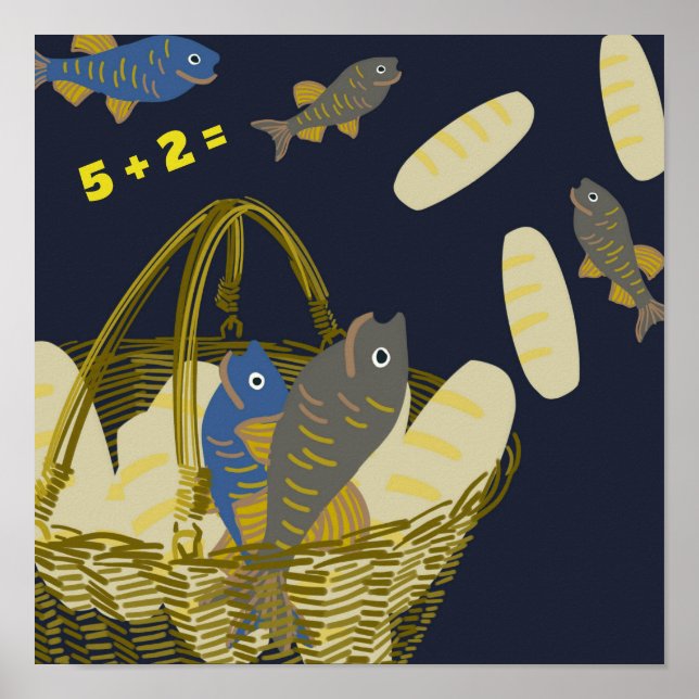 Poster Cinq Lots, deux poissons (Devant)