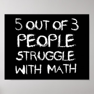 Poster Cinq personnes sur quatre luttent avec les maths