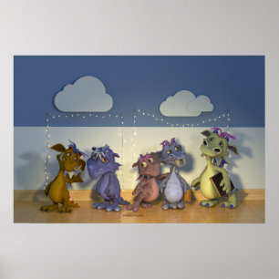 Poster Cinq petits dragons