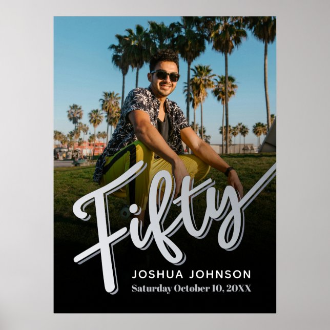 Poster Cinquante noir argent photo 50e anniversaire (Devant)