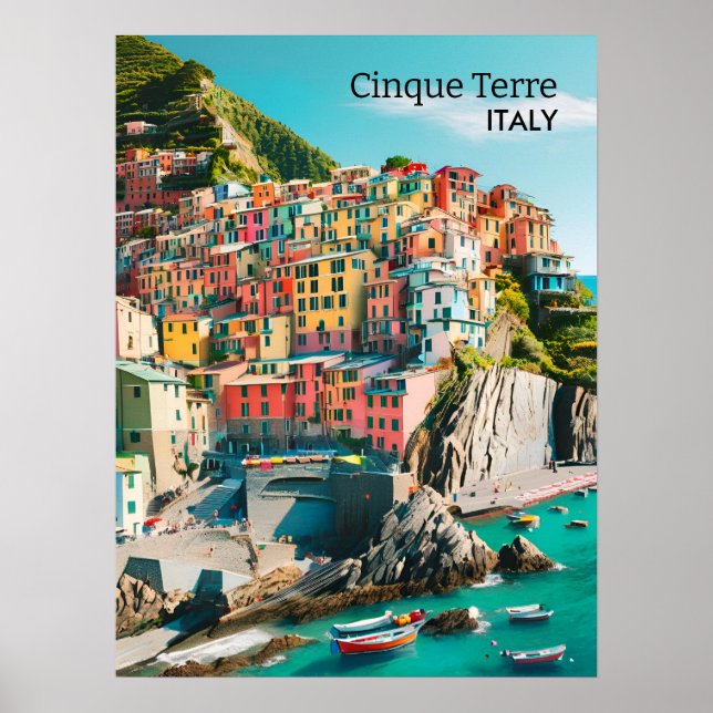 Poster Cinque Terre, Italie - Photo personnalisable (Devant)