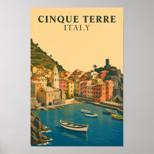 Poster Cinque Terre Italie Voyage Vintage Riviera italien