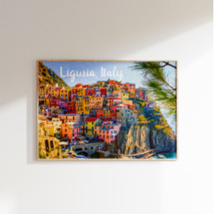 Poster Cinque Terre Ligurie Italie Maisons Colorées Peint