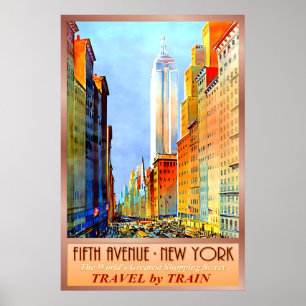 Poster CINQUIÈME AVENUE New York Empire State Building Ré