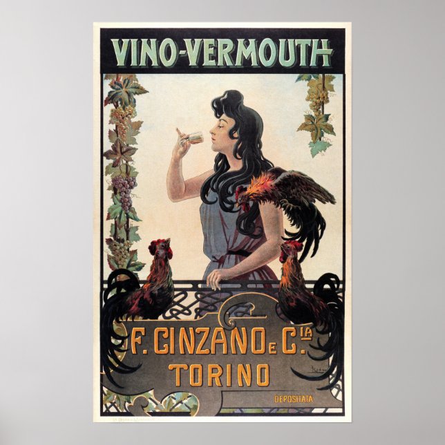 Poster Cinzano VINO VERMOUTH Italien Vin Herbal Liqueur (Devant)