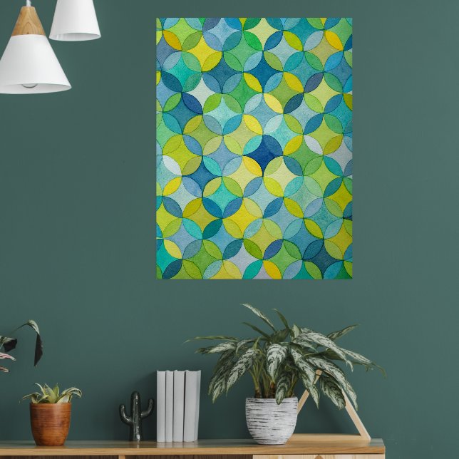 Poster Circle Stars Hand Painted Artist Pattern Print (Salon 1)