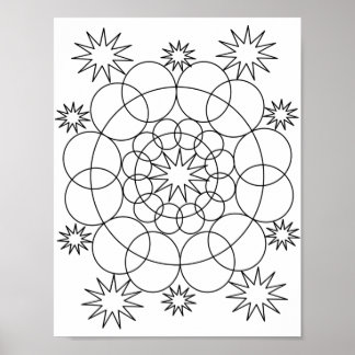 Poster - Circles and Stars Mandala to Colour