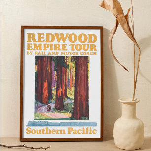 Poster Circuit Empire du Parc National de Redwood Vintage