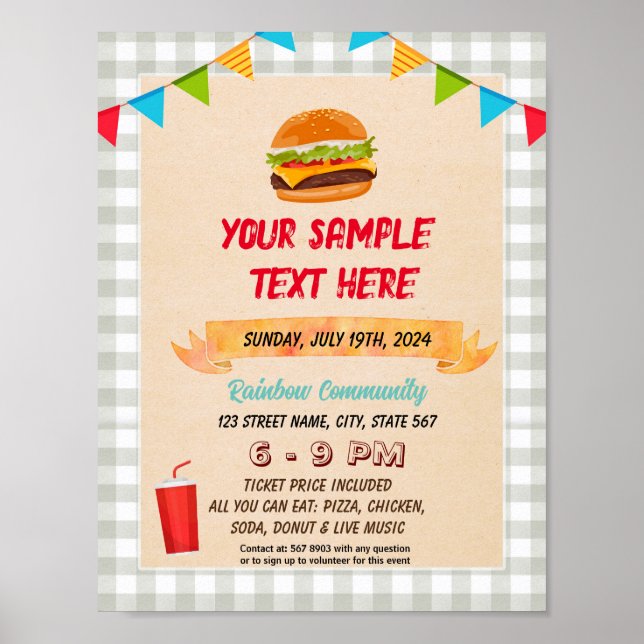 Poster Circulaire à thème Cute Hamburger (Devant)