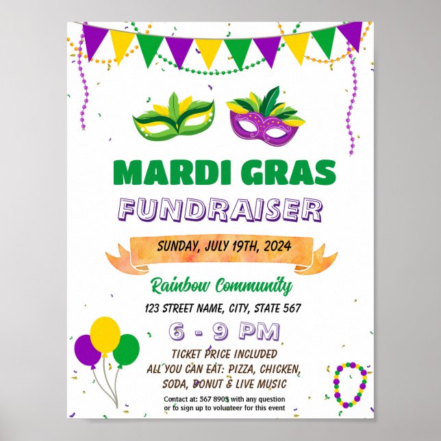 Poster Circulaire de collecte de fonds Mardi Gras modifia (Devant)