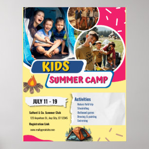 Poster Circulaire d'été pour enfants, Bocamp d'été pour e