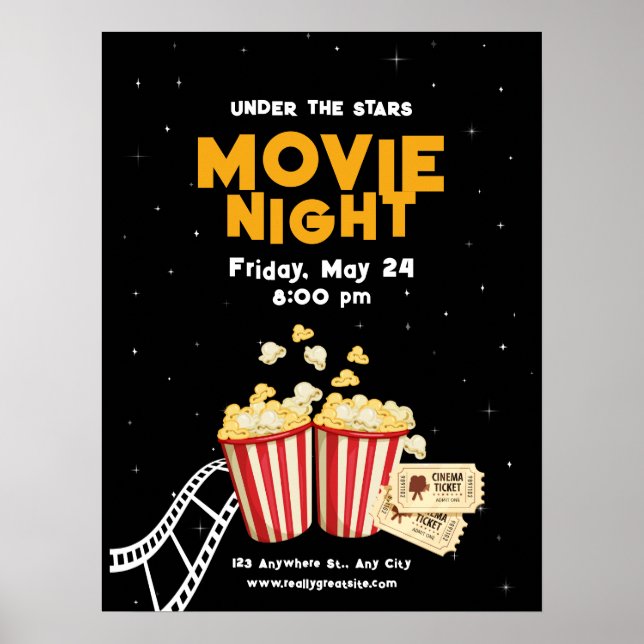 Poster Circulaire nocturne, Soirée cinéma fête d'annivers (Devant)