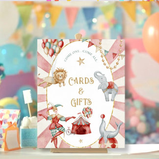Poster Circus Carnival Baby Shower Cards and Gifts Sign