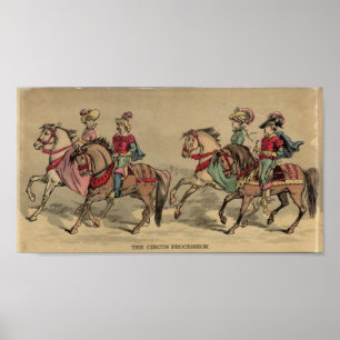 Poster Circus Procession Riders on Horseback