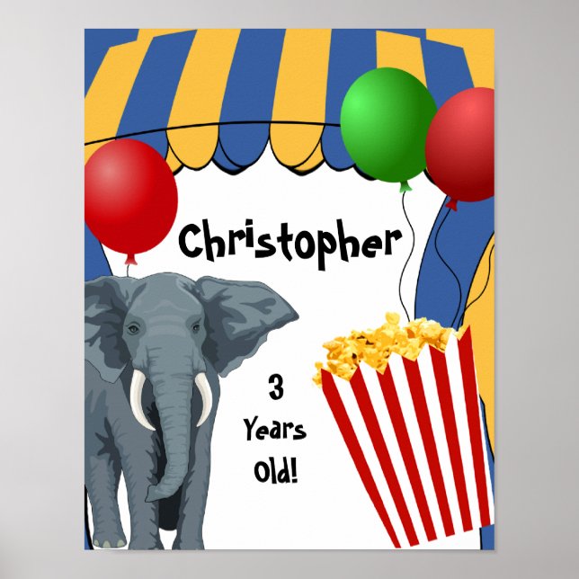 Poster Cirque Carnaval Personnalisé Anniversaire (Devant)