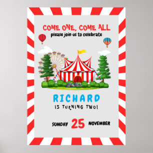Poster Cirque Carnaval Thème Anniversaire Fête