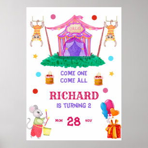 Poster Cirque Carnaval Thème Coloré Anniversaire
