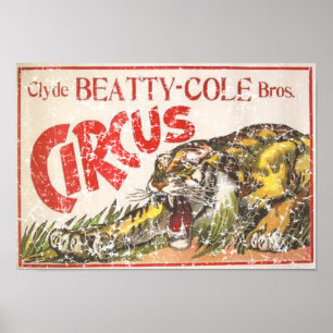 Poster Cirque de Beatty Cole - 1903 - affligé