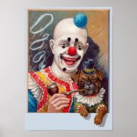 Cirque vintage Clown avec son cirque Carlin Dog Po