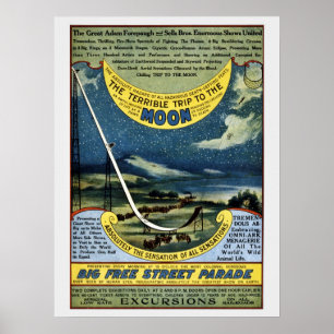 Poster Cirque vintage Forepaugh et Vend voyage lune