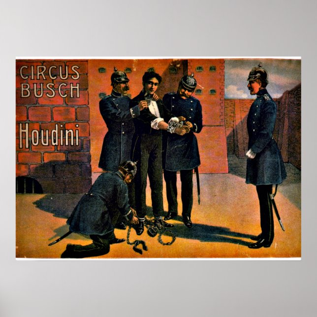 Poster Cirque vintage : Houdini et le Cirque, 1908 (Devant)