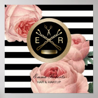 Ciseau à cheveux et peigne Vintage à rayures flora