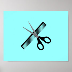 Poster ciseaux et peigne