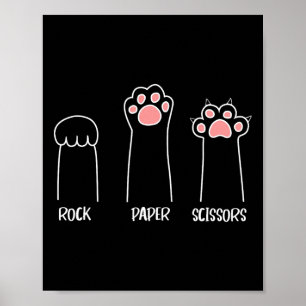 Poster Ciseaux Papier Rocher Jeu Maigre Paw Drôle Chat