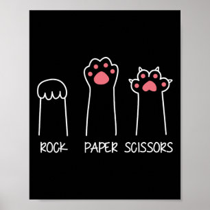 Poster Ciseaux Papier Rocher Main Game Mème Animal Paw Ch