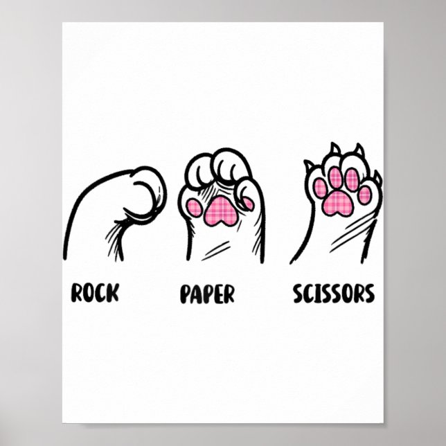 Poster Ciseaux Papier Rocher Paquets de chat Drôle Amoure (Devant)