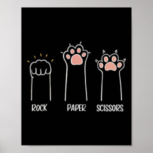 Poster Ciseaux Papier Rocher Paw Cute Chat Animal Jeu