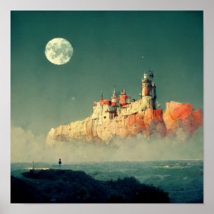 Poster Citadelle côtière Imaginaire Sci-Fi