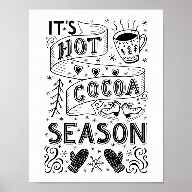 Poster Citation à la main de la saison du cacao chaud (Devant)